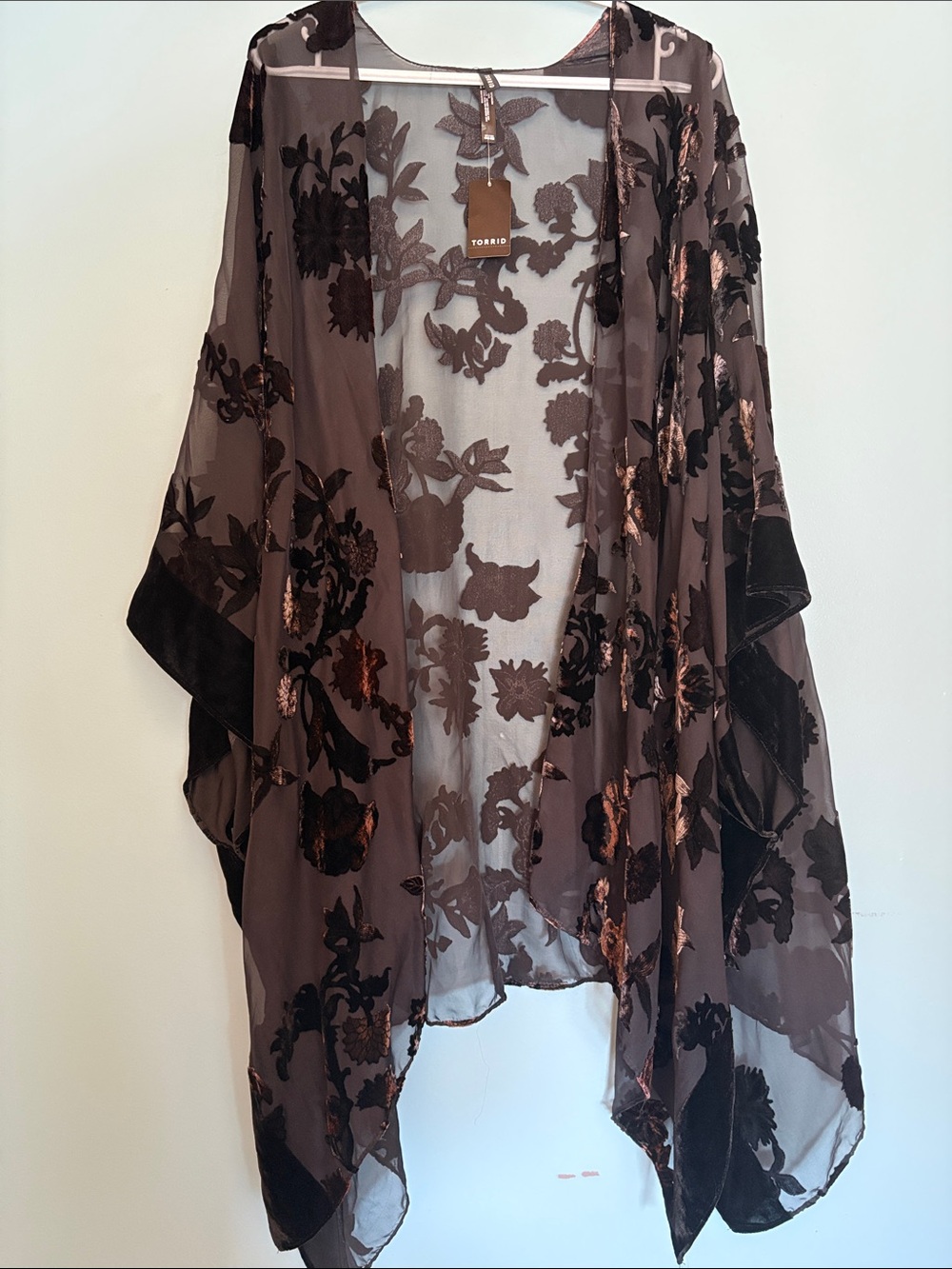 NWT ONE SIZE Torrid Black Floral Sheer Cover-Up - AS IS